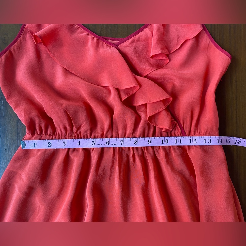 Anthropologie Girls from Savoy Becca 100% Silk Coral Red Dress, Size 4 Four - Picture 10 of 11
